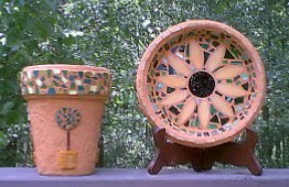 Rose pot and sunflower plaque